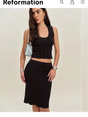 Reformation Erin Cotton Sweater Set in Black